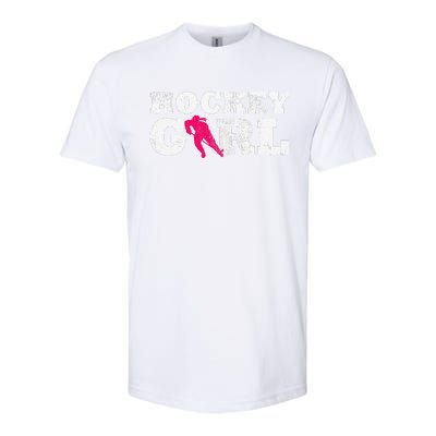 Vintage Hockey Girl Player Silhouette Sport Softstyle CVC T-Shirt