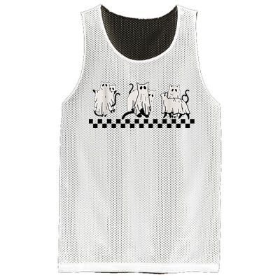 Vintage Halloween Ghost Cats Cute Cats In Ghost Costumes Mesh Reversible Basketball Jersey Tank