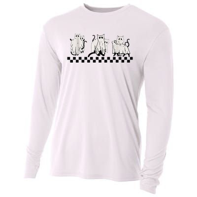 Vintage Halloween Ghost Cats Cute Cats In Ghost Costumes Cooling Performance Long Sleeve Crew