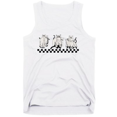 Vintage Halloween Ghost Cats Cute Cats In Ghost Costumes Tank Top