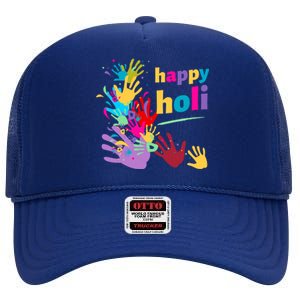 Vibrant Happy Holi Great Gift High Crown Mesh Back Trucker Hat