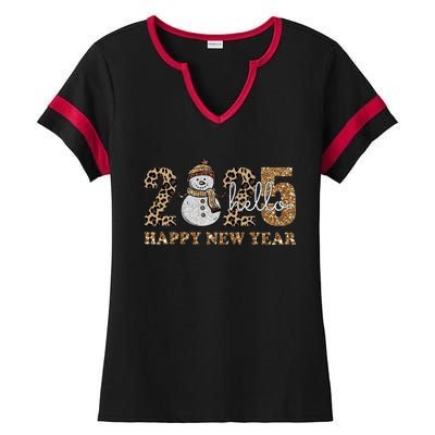 Vintage Hello Happy New Year Happy New Year 2025 Ladies Halftime Notch Neck Tee