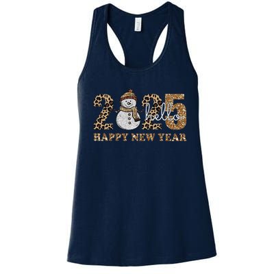 Vintage Hello Happy New Year Happy New Year 2025 Women's Racerback Tank