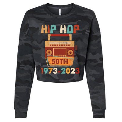 Vintage Hip Hop 50 Years Retro 50th Anniversary Celebration Cropped Pullover Crew