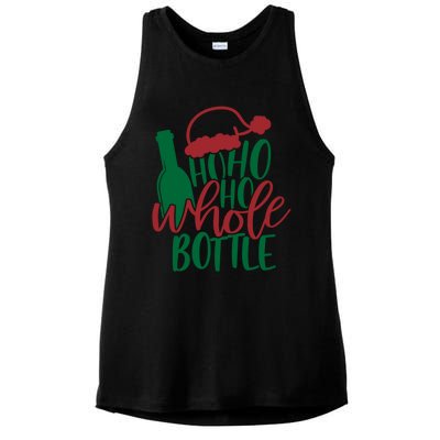 Vintage Ho Ho Ho Whole Bottle Santa Graphic Wine Cute Gift Ladies PosiCharge Tri-Blend Wicking Tank