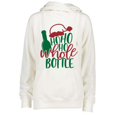 Vintage Ho Ho Ho Whole Bottle Santa Graphic Wine Cute Gift Womens Funnel Neck Pullover Hood