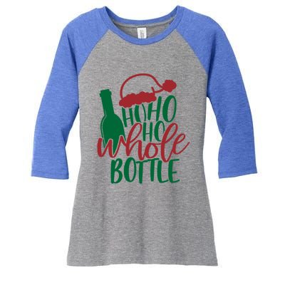 Vintage Ho Ho Ho Whole Bottle Santa Graphic Wine Cute Gift Women's Tri-Blend 3/4-Sleeve Raglan Shirt