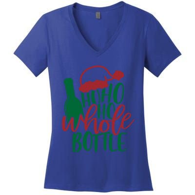 Vintage Ho Ho Ho Whole Bottle Santa Graphic Wine Cute Gift Women's V-Neck T-Shirt