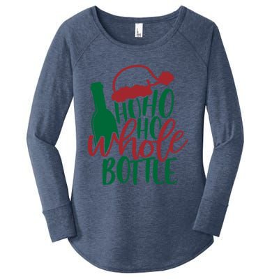 Vintage Ho Ho Ho Whole Bottle Santa Graphic Wine Cute Gift Women's Perfect Tri Tunic Long Sleeve Shirt