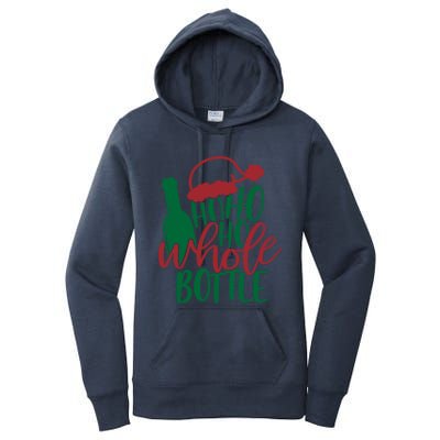 Vintage Ho Ho Ho Whole Bottle Santa Graphic Wine Cute Gift Women's Pullover Hoodie