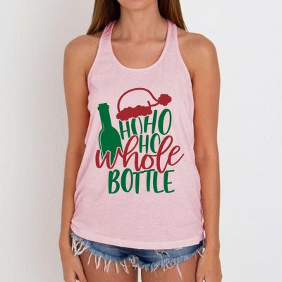 Vintage Ho Ho Ho Whole Bottle Santa Graphic Wine Cute Gift Women's Knotted Racerback Tank