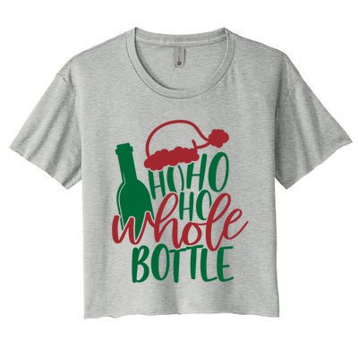 Vintage Ho Ho Ho Whole Bottle Santa Graphic Wine Cute Gift Women's Crop Top Tee