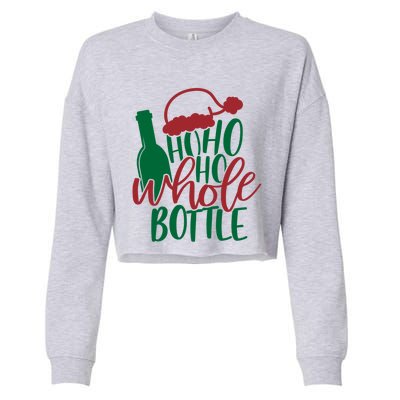 Vintage Ho Ho Ho Whole Bottle Santa Graphic Wine Cute Gift Cropped Pullover Crew