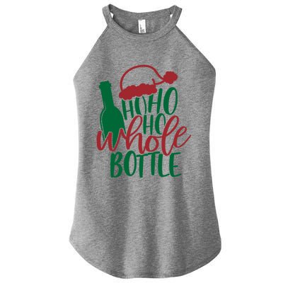 Vintage Ho Ho Ho Whole Bottle Santa Graphic Wine Cute Gift Women’s Perfect Tri Rocker Tank