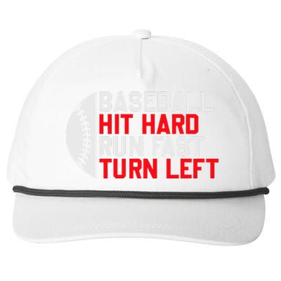 Vintage Hit Hard Run Fast Turn Left Baseball Funny Sport Snapback Five-Panel Rope Hat