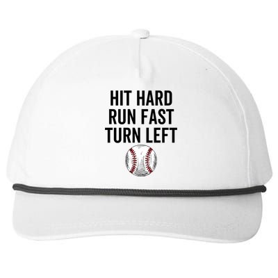 Vintage Hit Hard Run Fast Turn Left Baseball Funny Sport Gift Snapback Five-Panel Rope Hat