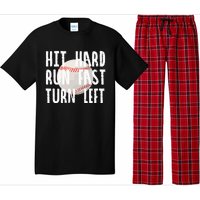 Vintage Hit Hard Run Fast Turn Left Baseball Funny Sport Pajama Set