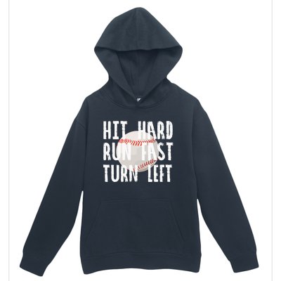 Vintage Hit Hard Run Fast Turn Left Baseball Funny Sport Urban Pullover Hoodie