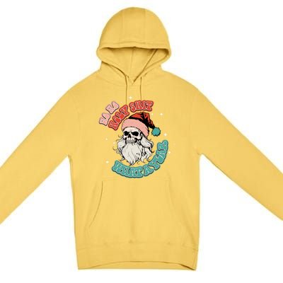 Vintage Ho Ho Holy Shit What A Year Funny Skeleton Christmas Funny Gift Premium Pullover Hoodie