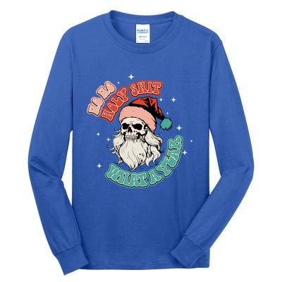 Vintage Ho Ho Holy Shit What A Year Funny Skeleton Christmas Funny Gift Tall Long Sleeve T-Shirt