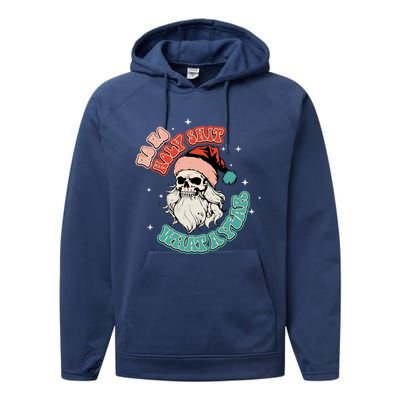 Vintage Ho Ho Holy Shit What A Year Funny Skeleton Christmas Funny Gift Performance Fleece Hoodie