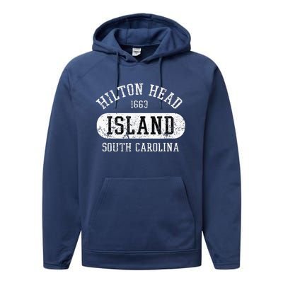 Vintage Hilton Head South Carolina Performance Fleece Hoodie