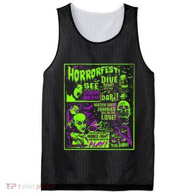 Vintage Horrorfest Halloween Movie Poster Old Time Horror Mesh Reversible Basketball Jersey Tank