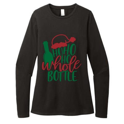 Vintage Ho Ho Ho Whole Bottle Santa Graphic Wine Cute Gift Womens CVC Long Sleeve Shirt