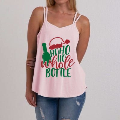 Vintage Ho Ho Ho Whole Bottle Santa Graphic Wine Cute Gift Women's Strappy Tank