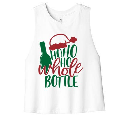 Vintage Ho Ho Ho Whole Bottle Santa Graphic Wine Cute Gift Women's Racerback Cropped Tank