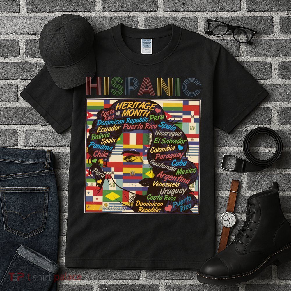 Vintage Hispanic Heritage Month Latina Woman Country Flags Tall T-Shirt