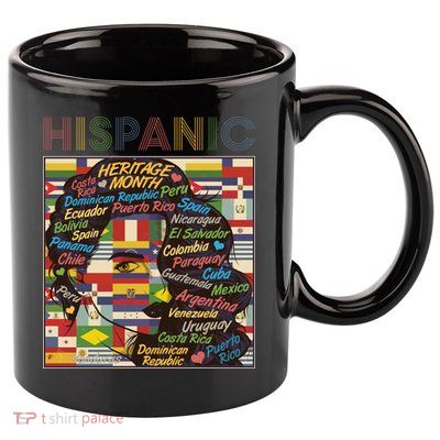 Vintage Hispanic Heritage Month Latina Woman Country Flags 11oz C Handle Ceramic Mug