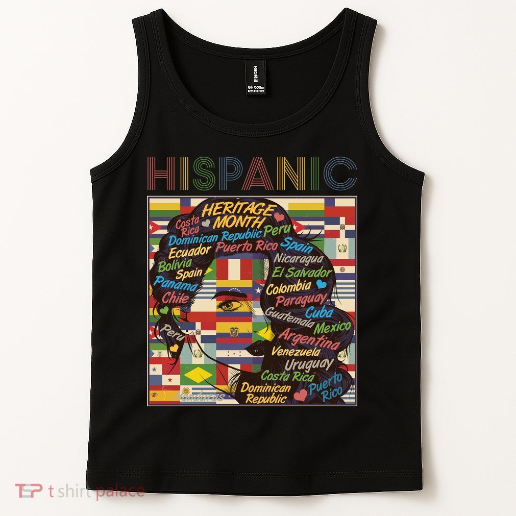 Vintage Hispanic Heritage Month Latina Woman Country Flags Tank Top