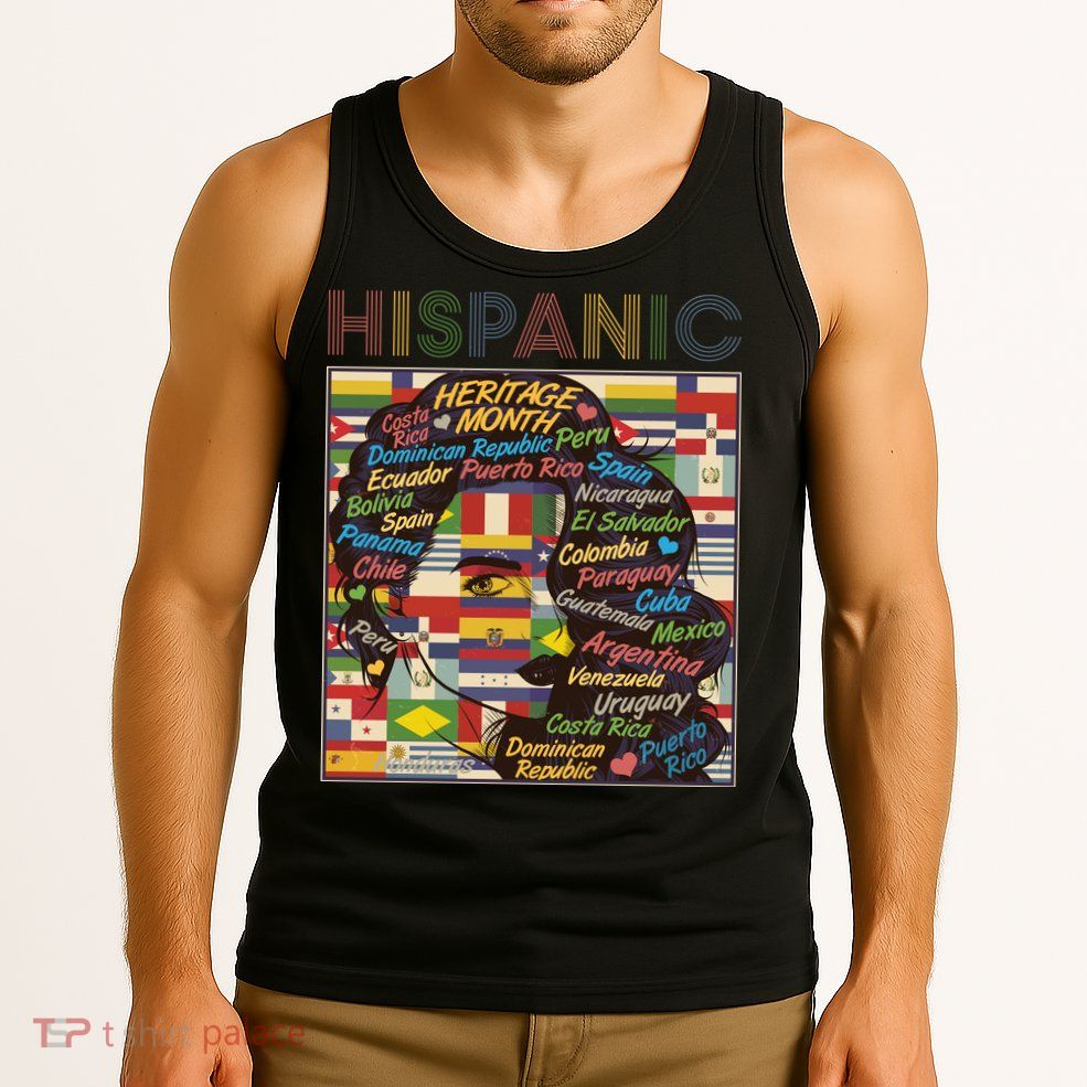 Vintage Hispanic Heritage Month Latina Woman Country Flags Tank Top