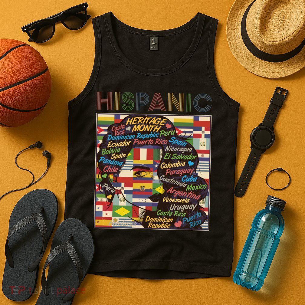 Vintage Hispanic Heritage Month Latina Woman Country Flags Tank Top