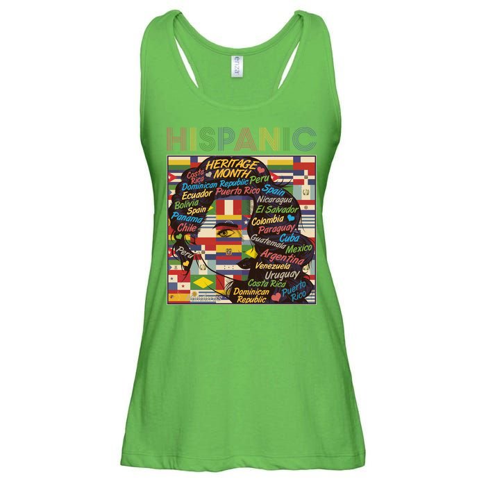 Vintage Hispanic Heritage Month Latina Woman Country Flags Ladies Essential Flowy Tank
