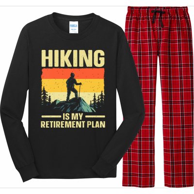 Vintage Hiking Is My Retirement Plan Hike Mountain Hiker Hiking Gift Long Sleeve Pajama Set