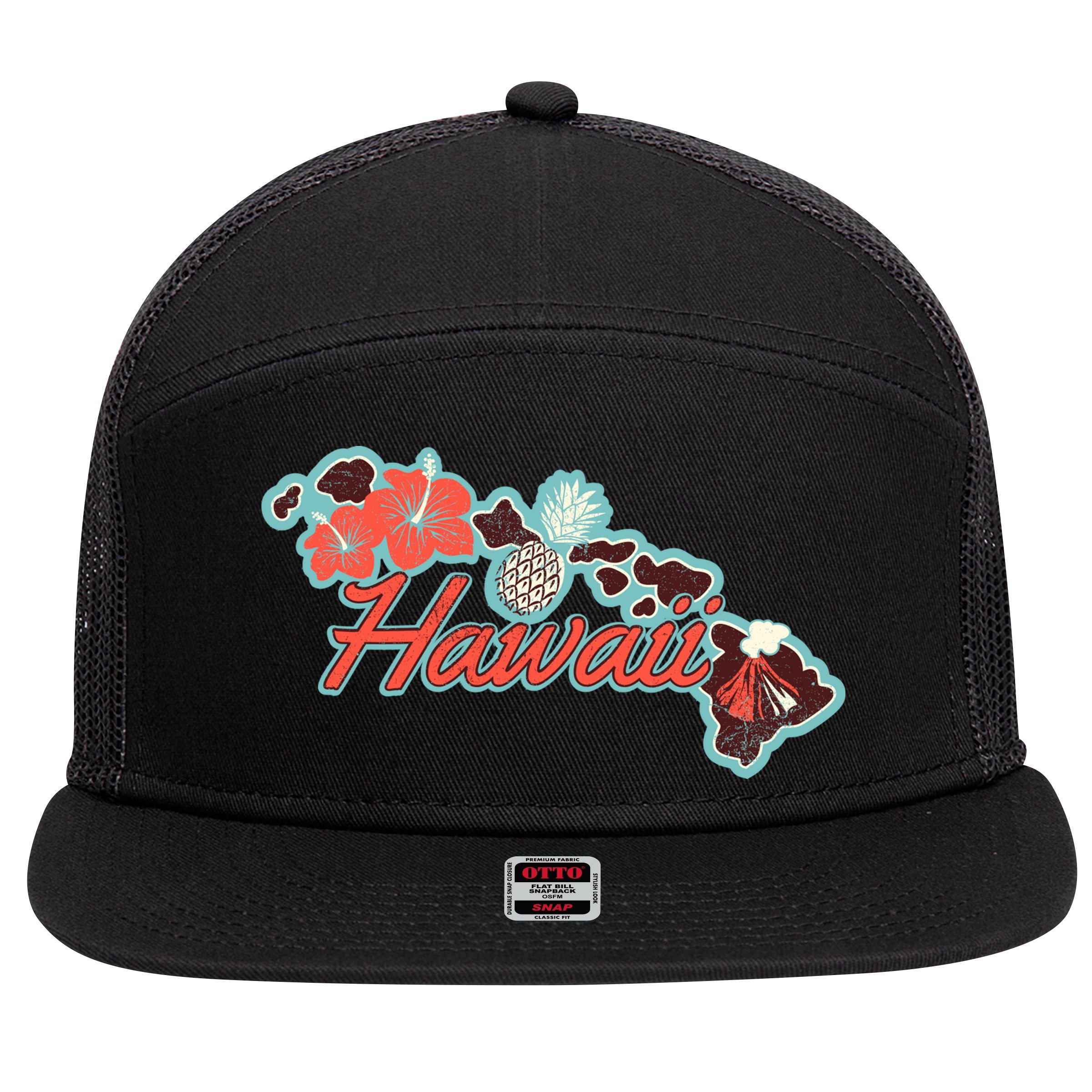 Vintage Hawaii Island 7 Panel Mesh Trucker Snapback Hat