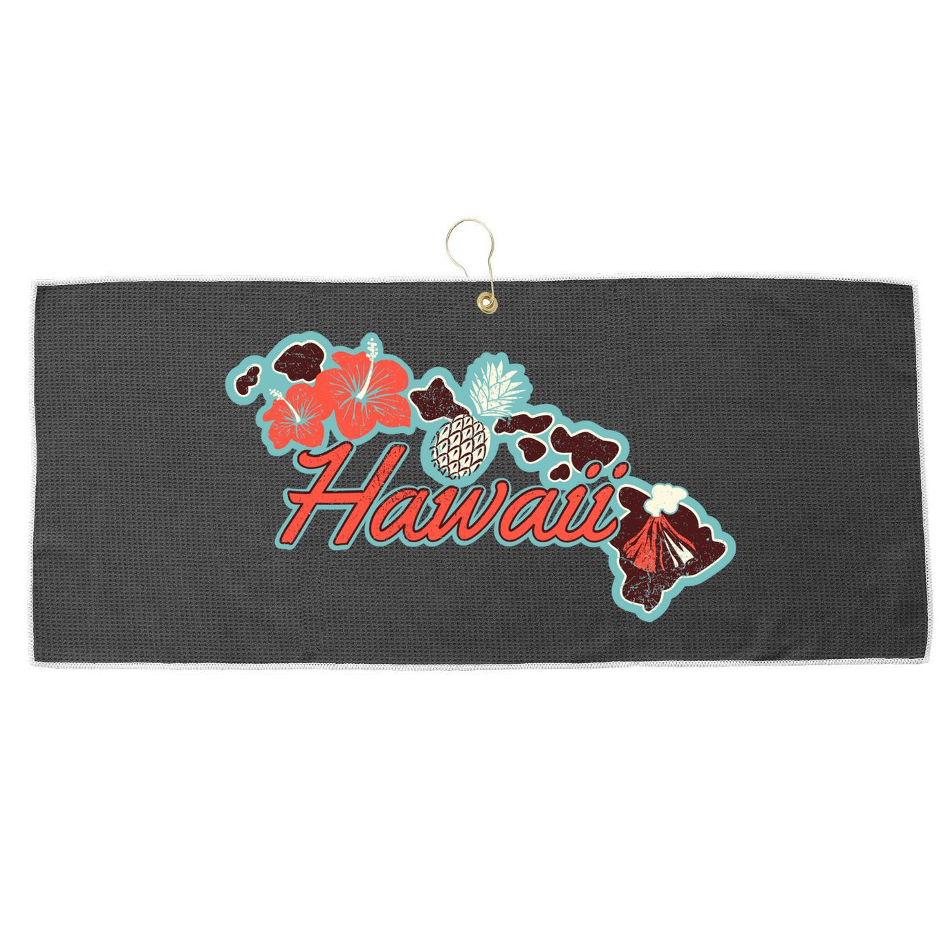 Vintage Hawaii Island Large Microfiber Waffle Golf Towel