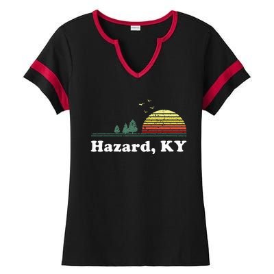 Vintage Hazard Kentucky Home Souvenir Print Ladies Halftime Notch Neck Tee