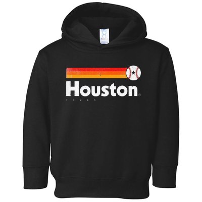 Vintage Houston Love Baseball Strong Vintage Stripes Toddler Hoodie