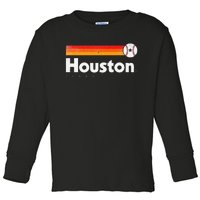 Vintage Houston Love Baseball Strong Vintage Stripes Toddler Long Sleeve Shirt