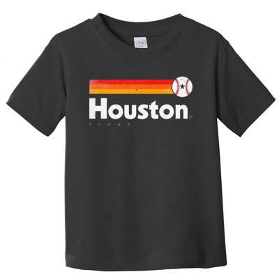 Vintage Houston Love Baseball Strong Vintage Stripes Toddler T-Shirt