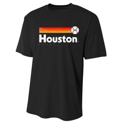 Vintage Houston Love Baseball Strong Vintage Stripes Performance Sprint T-Shirt