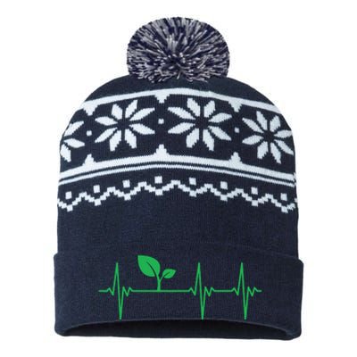 Vegan Heartbeat Lifeline Plant Based Nutrition Gift Food USA-Made Snowflake Beanie