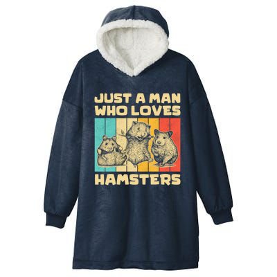 Vintage Hamsters Lovers Just A Who Loves Hamsters Gift Hooded Wearable Blanket