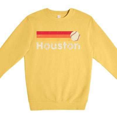 Vintage Houston Love Baseball Strong Vintage Stripes Premium Crewneck Sweatshirt