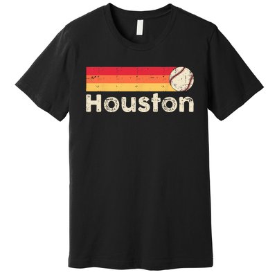 Vintage Houston Love Baseball Strong Vintage Stripes Premium T-Shirt