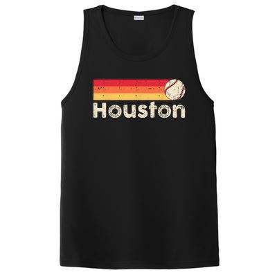 Vintage Houston Love Baseball Strong Vintage Stripes PosiCharge Competitor Tank