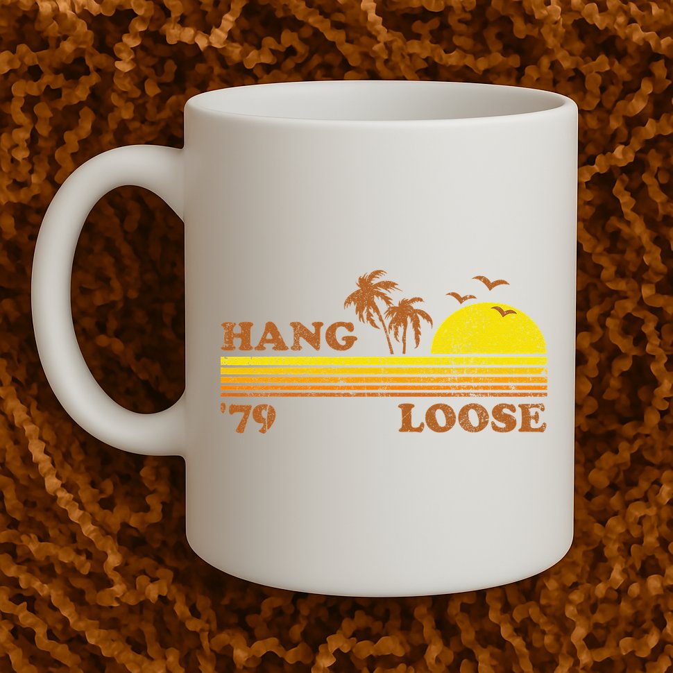 Vintage Hang Loose Surfing Beach Retro Sunset Surf 70s Gift Mug